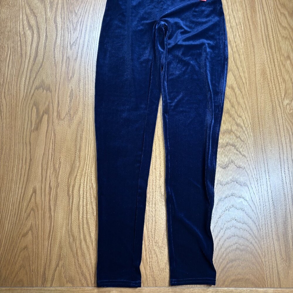 Spanx Velvet Leggings‎ Navy Blue High Rise Shaping Soft Stretch – Size L - Picture 3 of 8